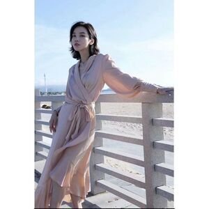 Zimmermann Silk Wrap Midi Dress in Creme size 1